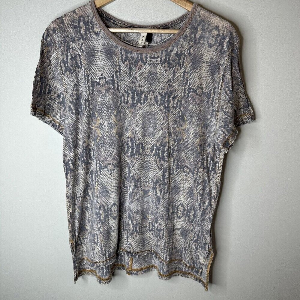 Free People We the Free Python Printed Tshirt Womens Gray Short Sleeve‎ Snake PS